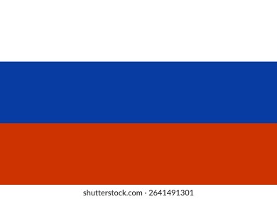 Vector illustration of Russia national flag in original proportion. National realistic background