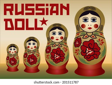 Vector illustration of a russian dolls