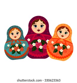 vector illustration of Russian dolls