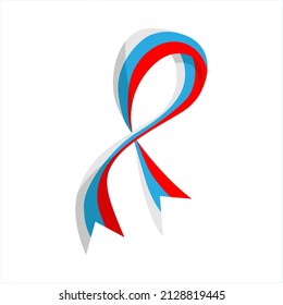 Ilustración vectorial. Bandera rusa con cinta de correr sobre fondo blanco. Ilustración vectorial.