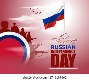vector illustration for Russian independence Day Concept with Russian Flag backdrop .12th June