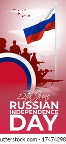 vector illustration for Russian independence Day Concept with Russian Flag backdrop .12th June