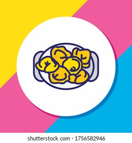Vector illustration of russian pelmeni icon colored line. Beautiful world cuisine element also can be used as khinkali icon element.