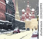 Vector illustration of russian winter in Mocow