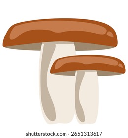 Ilustração vetorial de cogumelos russula com capas castanhas claras. Fungos florestais comestíveis ideais para design com tema de outono, materiais de cozinha, infográficos da natureza ou conteúdo educacional