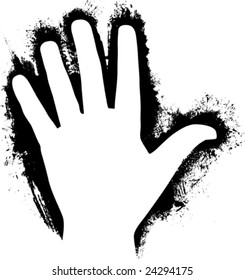 Vector illustration of rustic handprint of stone age. Only global colors. CMYK. Easy color changes.