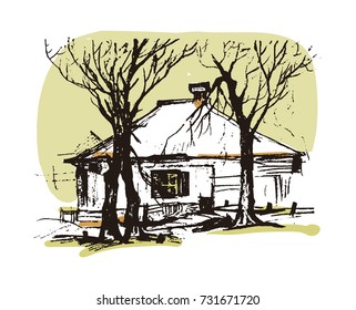 vector illustration of rustic landscape