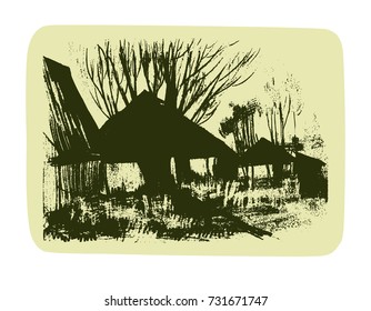 vector illustration of rustic landscape