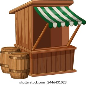 Vector illustration of a rustic market stall