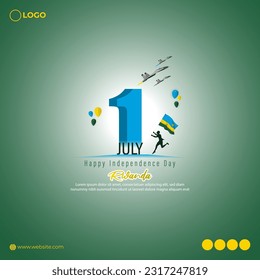 Vector illustration of Rwanda Independence Day social media story feed mockup template