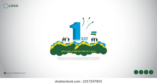 Vector illustration of Rwanda Independence Day social media story feed mockup template