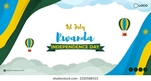 Vector illustration of Rwanda Independence Day social media story feed mockup template