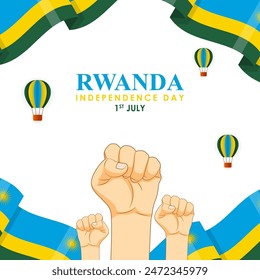 Vector illustration of Rwanda Independence Day social media feed template
