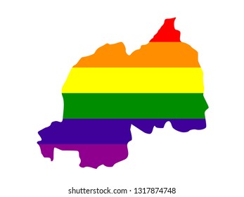 vector illustration of Rwanda map with LGBT flag