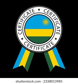 Vector illustration of Rwanda ribbon certificate on black background.