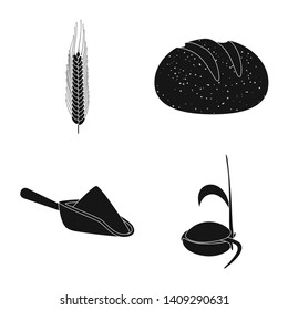 Vector illustration of rye and plant  sign. Collection of rye and corn stock symbol for web.