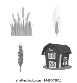 Vector illustration of rye and plant sign. Set of rye and corn stock vector illustration.