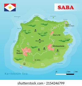 Vector Illustration Saba Island Map