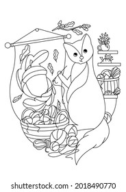 Vector illustration of sable. Colouring page, cartoon, character design