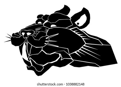 Vector illustration of a sabre-tooth tiger head. 