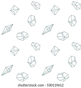 Vector illustration. Sacred geometry symbols and elements wallpaper seamless textile pattern. Black and white crystal and gem stones. Useful for wrapping, web backgrounds and fabric design.
