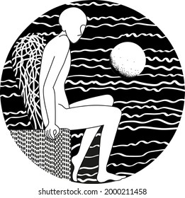 ilustración de un ángel triste