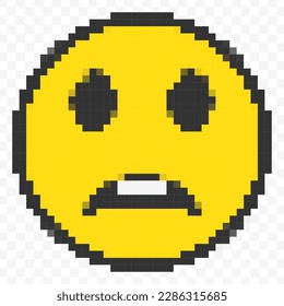Vector illustration of sad boy 
 emoticons in a pixel art 8 bit video game style. Simple design on transparent background (PNG).