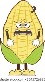Vector illustration of sad cartoon corn on white background