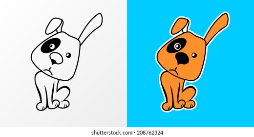 Vector illustration of sad Cartoon Dog