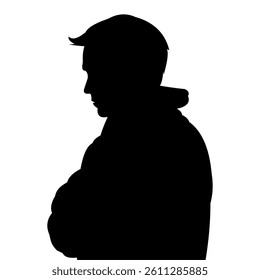 Vector illustration of a sad and depressed man's silhouette