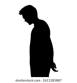 Vector illustration of a sad and depressed man's silhouette