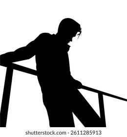 Vector illustration of a sad and depressed man's silhouette