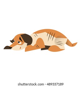 Vector illustration of a sad dog that is waiting for the host. Flat style.