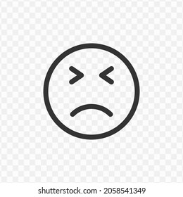 Vector illustration of sad emoticon icon in dark color and transparent background(png).