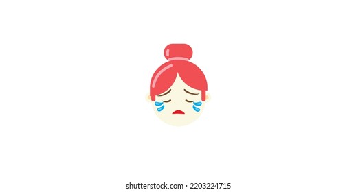 vector illustration of sad girl emoticon