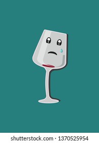 vector illustration sad glass of wine
