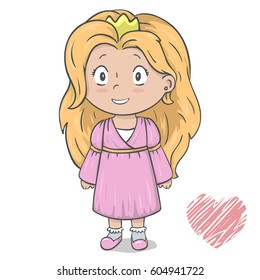 vector illustration of sad little princess isolated on white background. children's illustration.game character design.