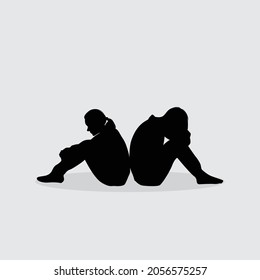 Vector illustration of a sad married couple crying after conflict. a man and  woman with relationship problems who need the help of a psychologist.