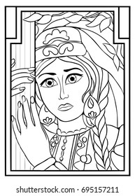 Vector illustration of a sad Muslim girl