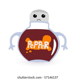 Vector illustration of sad pepper-box