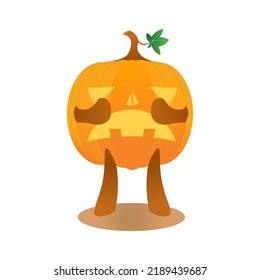 Vector illustration of sad pumpkin head character design. Flat vector illustration. Flat illustration on white background for decoration design.