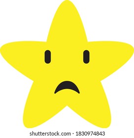 vector illustration of Sad Smile face yellow star isolated on white background