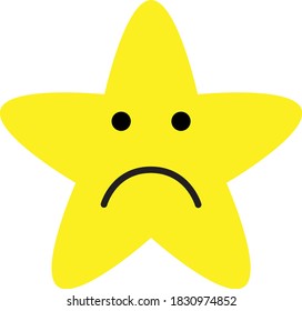 vector illustration of Sad Smile face yellow star isolated on white background