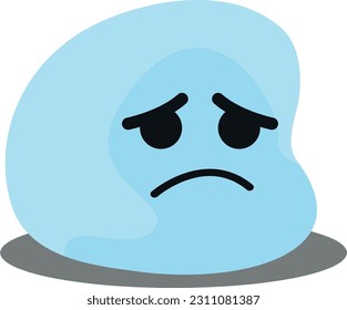 Vector illustration of a sad smiley. Blue face of sadness and depression.