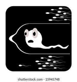 vector illustration of sad spermatozoon condom
