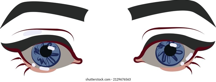 Vector illustration sad womens eyes