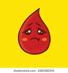 vector illustration of a sad-faced blood drop, designed in a simple yet expressive style.
