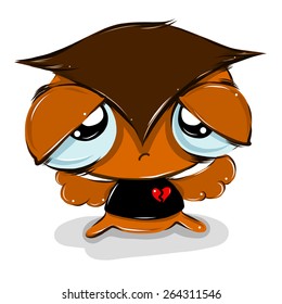 vector illustration of sad-owl cartoon drawing style