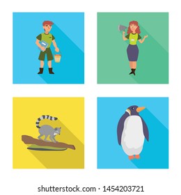 Vector illustration of safari and animal symbol. Set of safari and fun stock symbol for web.
