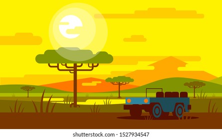 Vector Illustration of a safari trip.